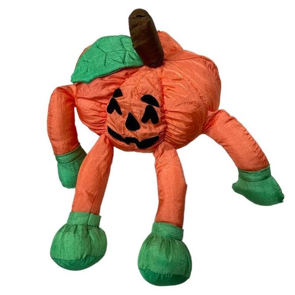 International Silver Co Vintage Smiling Pumpkin Jack O Lantern Nylon Halloween - Picture 2 of 9